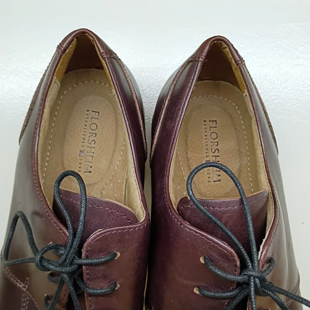 Florsheim Men's Dress Shoes‎ Size 10 D Square Toe Brown Derby Oxfords Leather